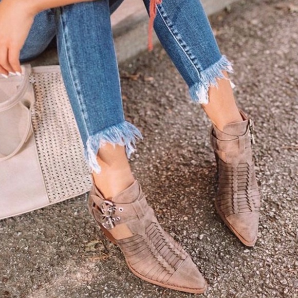 WOVEN BUCKLE BOOTIE (Dark Taupe) - Picture 2 of 10